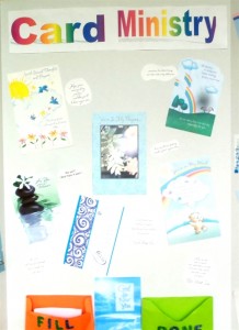 Card writing ministry trifold in narthex 4-20-14
