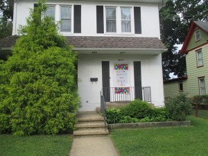 Parsonage- Notice sign on door.