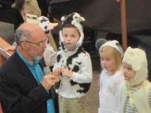 Pastor Jim welcomes the cows